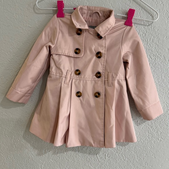 Tahari Girls Blush Pink Trench Coat Double Breasted Belted Size 18M - Picture 8 of 15